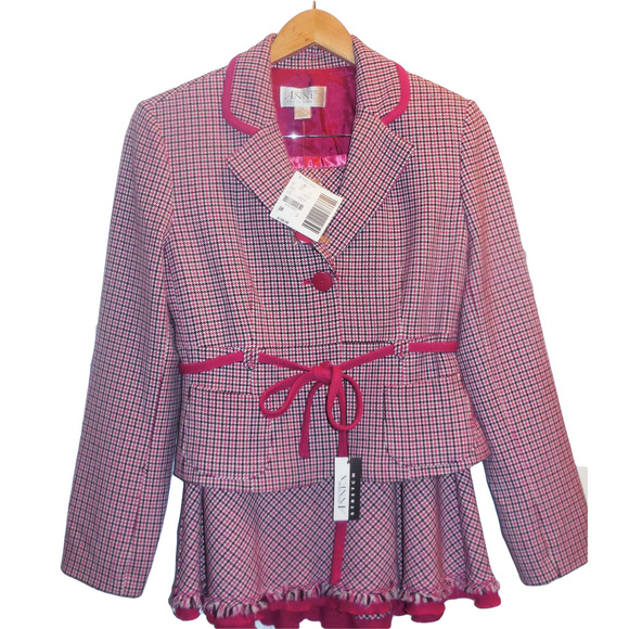 Suit Annex 8P NEW Pink Jacket Blazer Skirt Tweed - Picture 1 of 8